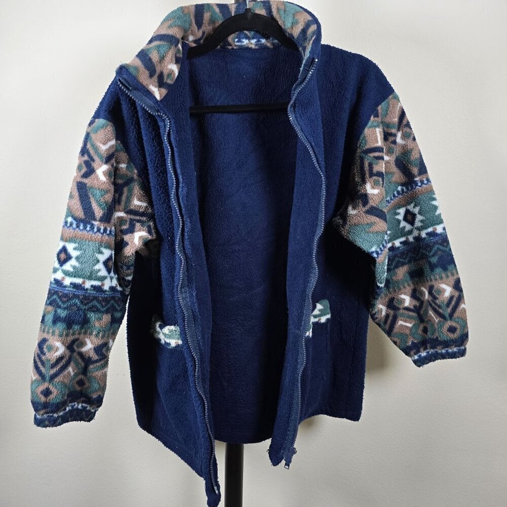 Vintage Fleece Jacket With Tree / Aztec‎ Pattern (GUC) - Picture 4 of 12
